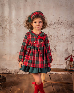 Babine Girls Puff Ball Tartan Dress