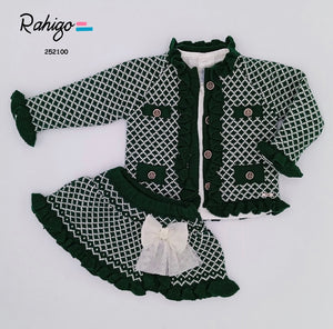 Rahigo Girls 3 Piece Skirt Set with Socks - Green