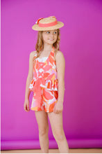Load image into Gallery viewer, Babine Girls Coral &amp; Orange Abstract Tulle Jumpsit