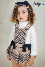 Load image into Gallery viewer, Pre-Order Rahigo Girls 5 Piece Pinafore Set with Headband &amp; Socks - Camel &amp; Navy