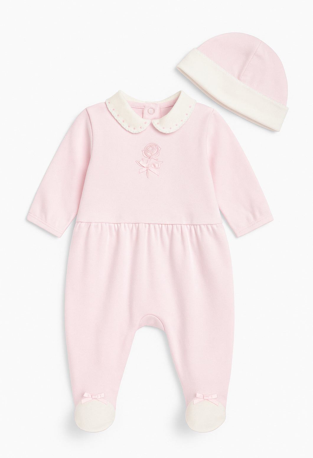 Pastel & Co Baby Girls Pink Rose Babygrow & Hat