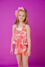 Load image into Gallery viewer, Babine Girls Coral &amp; Orange Abstract Tulle Jumpsit