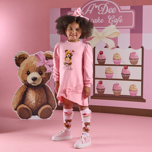 A Dee Girls Teddy Bear Bakery Michelle Dress - Rose Pink