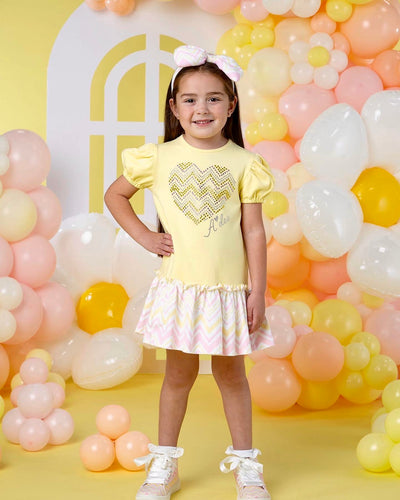 A Dee Laura Chevron Heart Dress - Lemon Cake