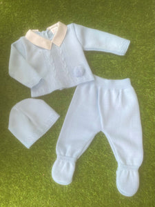 Baby Boys Knitted 3 Piece Set - Blue