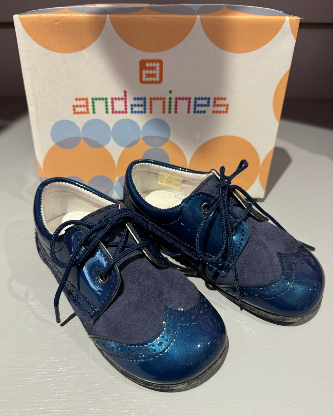 Andanines Boys 2 Tone Shoes Navy
