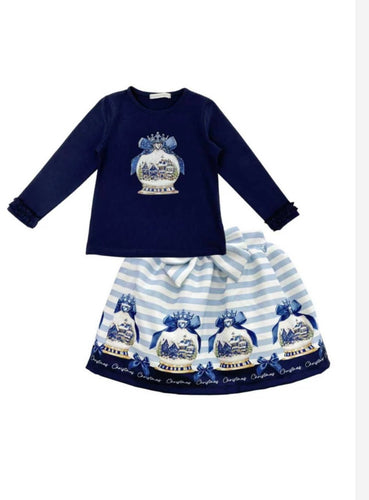 Giorgio Bambini Girls Snow Globe  Skirt Set - Navy