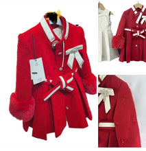 Load image into Gallery viewer, Girls Red Coat &amp; Cream Dress