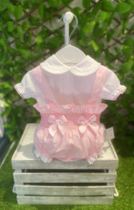 Baby Girls Double Bow Romper - Pink