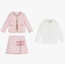 Load image into Gallery viewer, Beau Kid Girls Pink Tweed Skirt Set