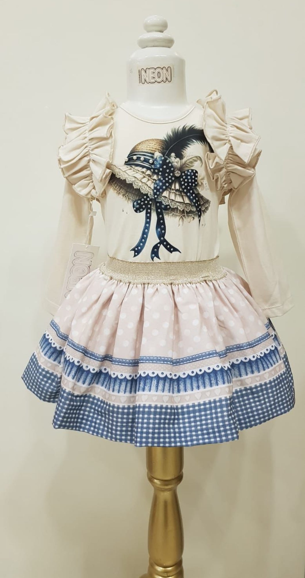 Neon Girls Hat Skirt Sets - Blue