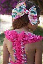 Load image into Gallery viewer, Babine Girls Lemon Floral Gingham Tulle Playsuit - Hot Pink