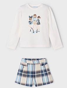 AW25 Girls Mayoral Top and Shorts Set Navy