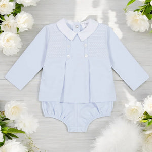 Deolina Smocked Baby Boys 2 Piece Set - Blue