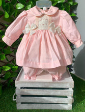 Load image into Gallery viewer, Pretty Originals Girls Double Bow Bloomer Set - Pink &amp; Cream