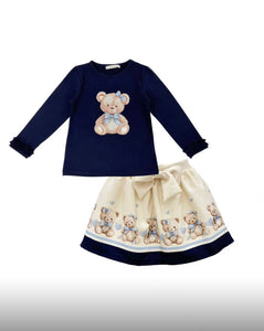 Giorgio Bambini Girls Teddy Love Skirt Set - Navy
