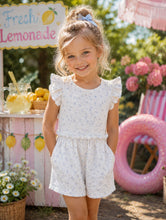 Load image into Gallery viewer, Rapife Summer Girls Floral Ruffle Straps Playsuit - Sky Blue