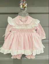 Load image into Gallery viewer, Pretty Originals Girls Smocked Rose Bloomer Set - Baby Pink &amp; Cream