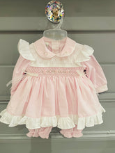 Load image into Gallery viewer, Pretty Originals Girls Smocked Rose Bloomer Set - Baby Pink &amp; Cream