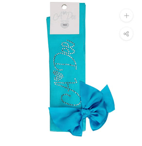 A Dee Olsen Diamanté Knee High Socks - Aruba Blue