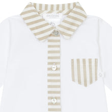 Load image into Gallery viewer, Deolinda Beige Stripe Trim Romper