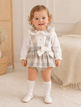 Load image into Gallery viewer, Deolinda Girls Checked Bloomer &amp; Shirt Set - Beige/Grey