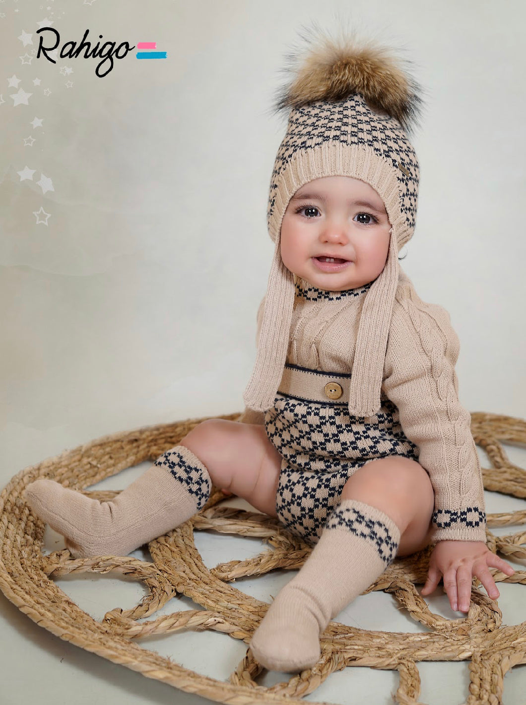 Pre-Order Rahigo Boys Romper - Camel & Navy