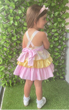 Load image into Gallery viewer, Babine Girls Pastel Abstract H Bar Skirt Set - Lemon