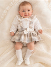 Load image into Gallery viewer, Deolinda Girls Checked Bloomer &amp; Shirt Set - Beige/Grey