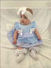 Load image into Gallery viewer, Baby Girl Rock-a- Bye Double Dress Nickers &amp; Headband -Blue