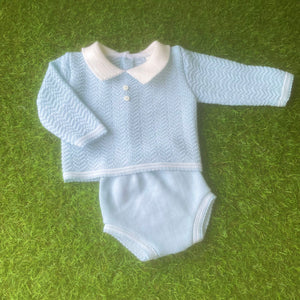 Baby Boys Knitted 2 Piece Set - Blue