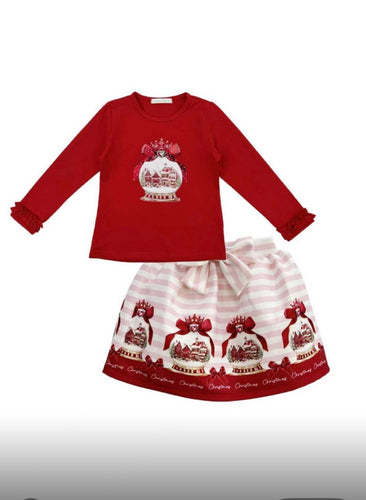 Giorgio Bambini Girls Snow Globe  Skirt Set - Red