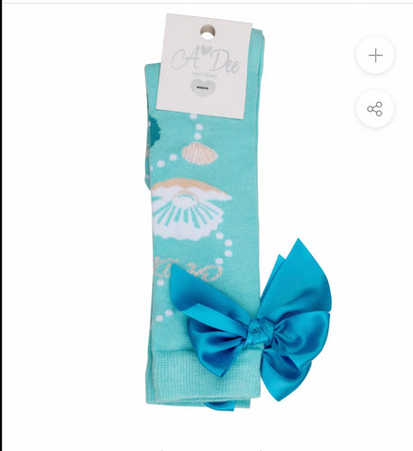 A Dee Oceana Pearl Print Knee High Socks - Aruba Blue