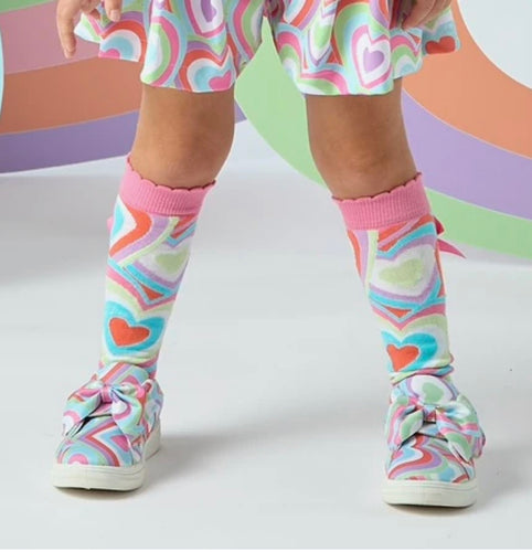 A Dee Elena Pop Heart Knee High Socks - Pink Gloss