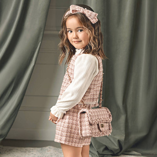 Abel & Lula Petal Girls Pink Tweed Short Set