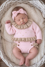 Load image into Gallery viewer, Baby Girls Knitted 2 Piece Jam Pant Set - Pink/Camel