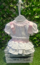 Load image into Gallery viewer, Deolinda Baby Girls Bonbom Smocked Jam Pant Set - White &amp; Pink