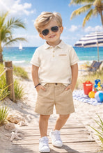 Load image into Gallery viewer, Mayoral Boys Polo Short Set - Camel &amp; Cream