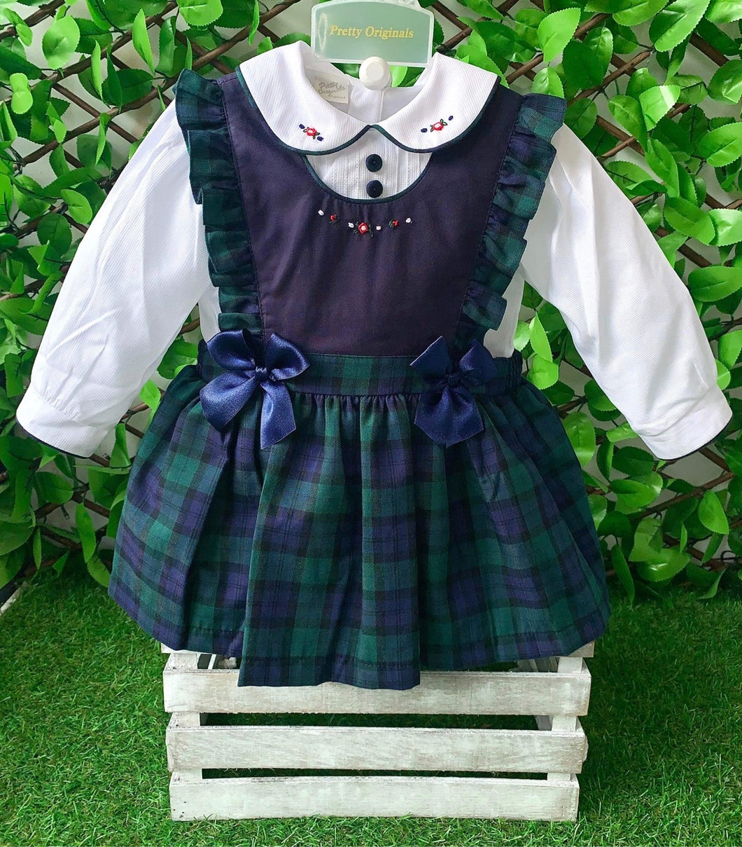 Pretty Originals Girls Tartan Pinafore Dress Bubba Booties Pretty Originals Girls Tartan Pinafore Dress Bubba Booties