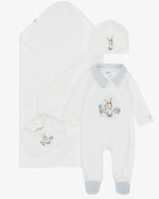 Load image into Gallery viewer, Jamiks Boys Ivory Velour Bunny Babysuit Set