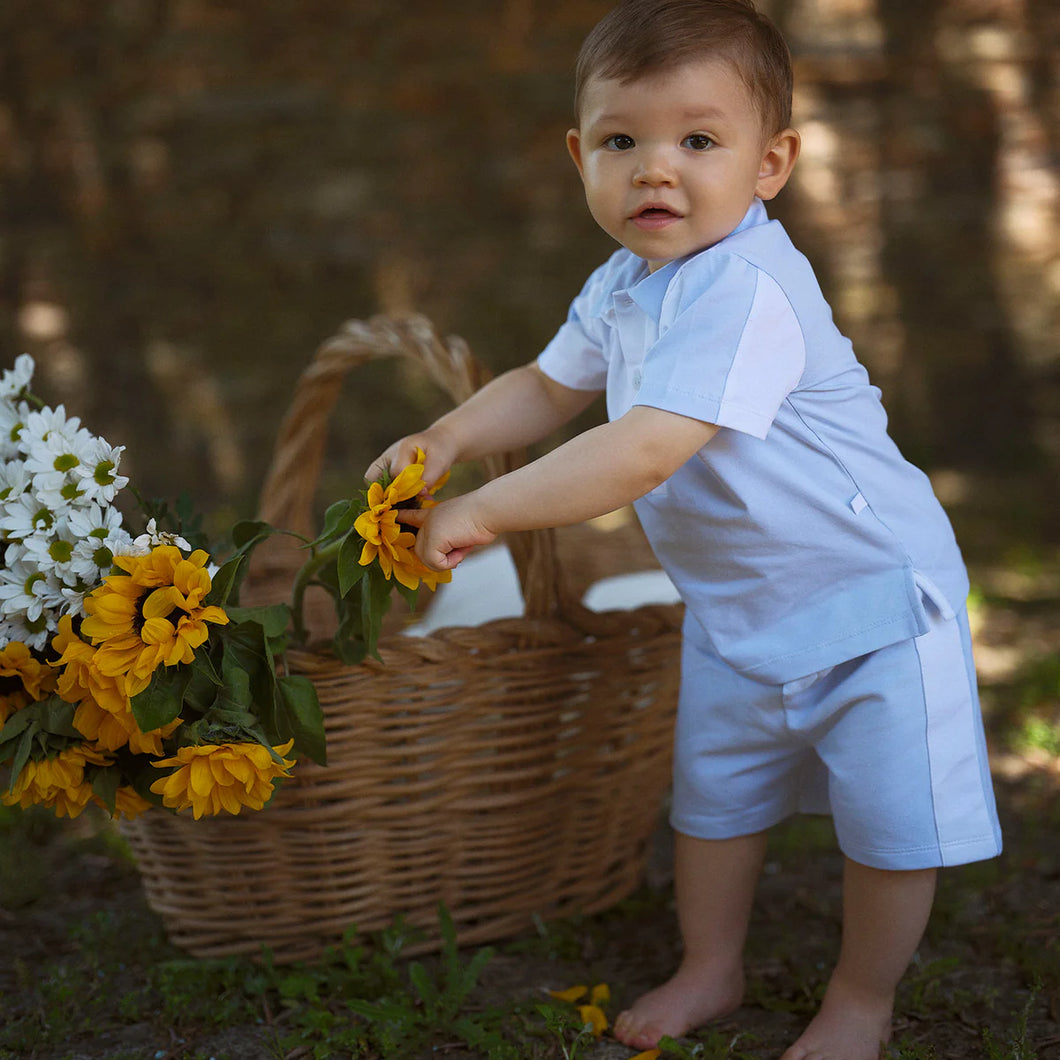 Deolinda Boys Polo Short Set - Blue & White