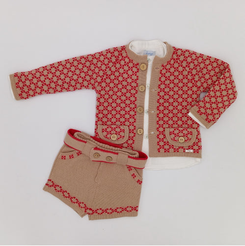 Rahigo Boys Exclusive 4 Piece Set with Socks - Red & Camel