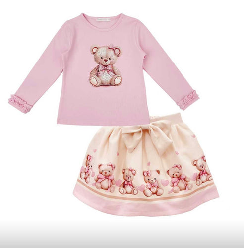 Giorgio Bambini Girls Teddy Love Skirt Set - Pink