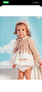 Babine Girls Dog Tooth Dress & Nickers - Camel