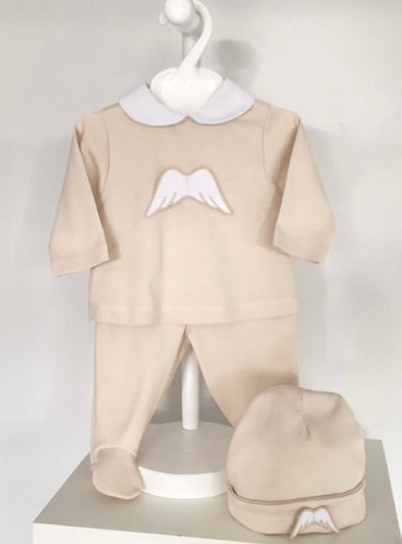 Baby Boys Angel Wing Set & Hat - Camel