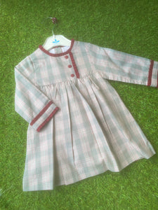 Sardon Girls Grey & Maroon Tartan Dress 12mth, 18mth 24mth