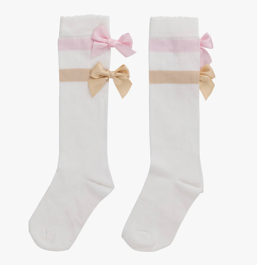 A DEE
Abstract Teddy Sissy Bow Knee High Socks - Snow White