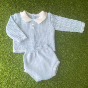 Baby Boys Knitted 2 Piece Set - Blue