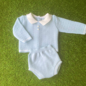 Baby Boys Knitted 2 Piece Set - Blue