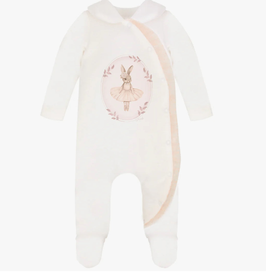 Jamik Velour Eugenie Rabbit Babygrow - Pink